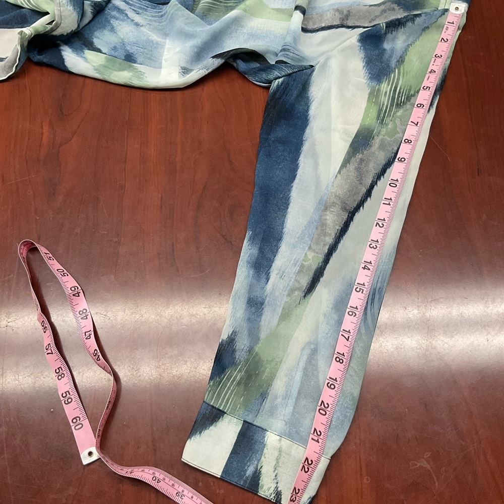 Chico's Bliss Annika Sheer Tunic Abstract Print Blouse Blue Sz 12 (M) Chico’s 2) - Picture 5 of 10